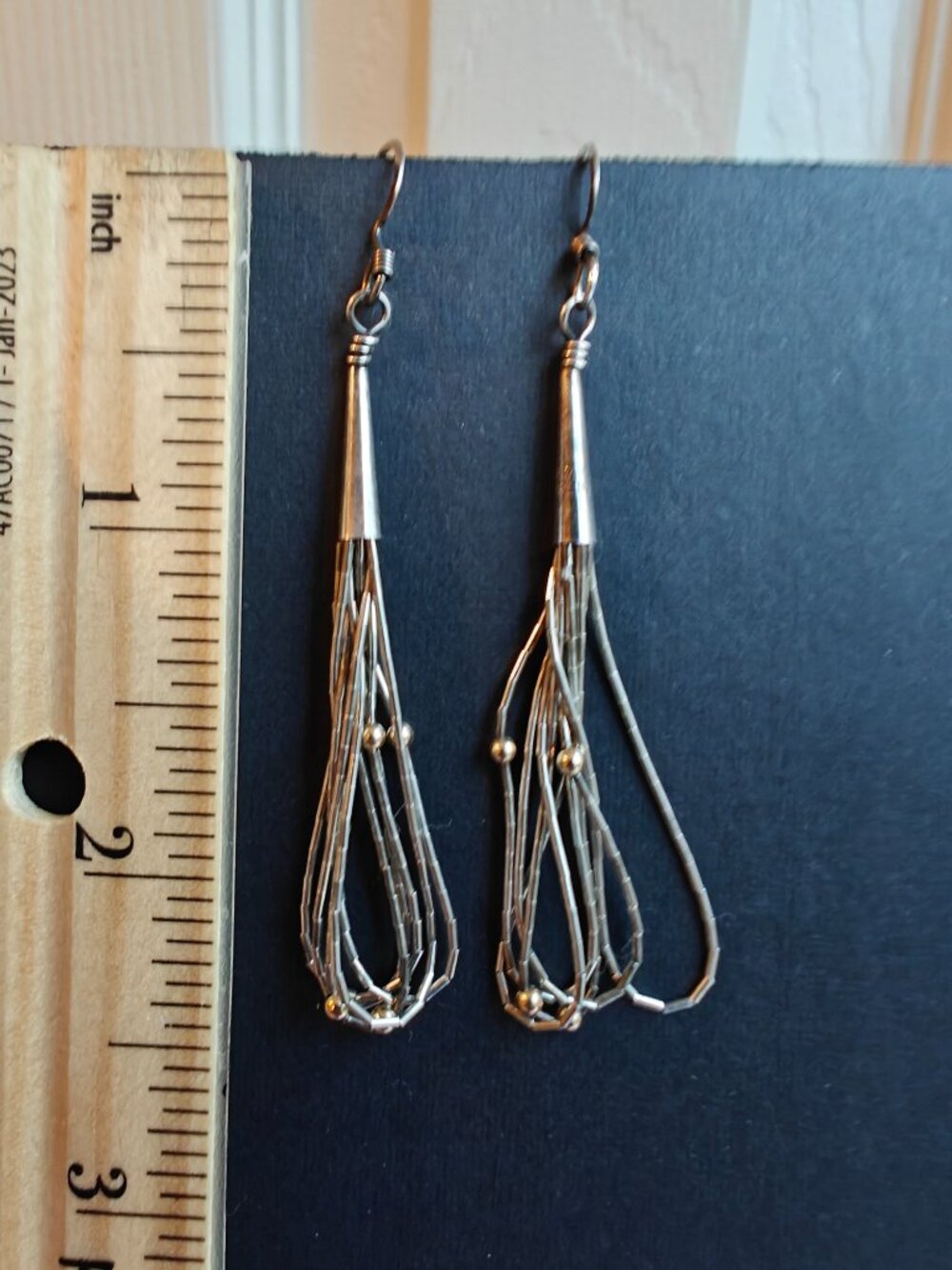Vintage Coldwater Creek Liquid Silver with Bead Multi Strand Dangle Earrings
